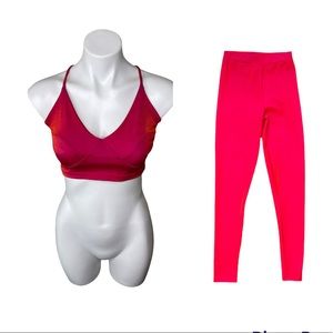 Vintage 1990's Betsey Johnson Luxe - Women's Metallic Red Two-Piece Outfit S/L